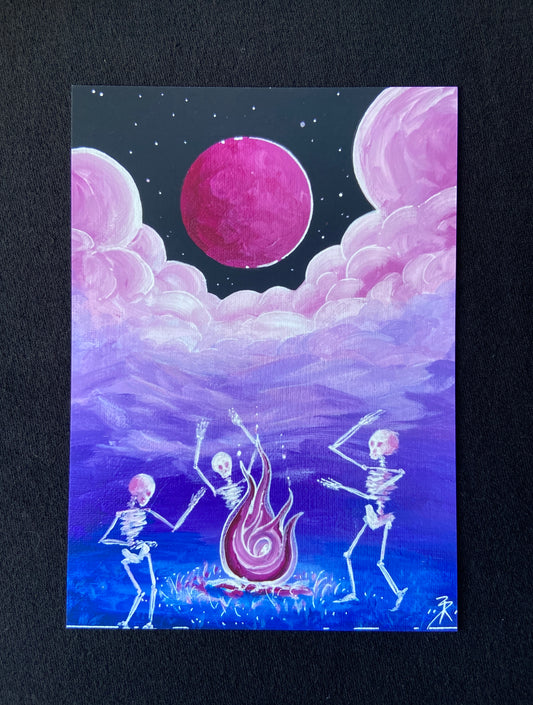 "Skeleton Night" Postcard Print